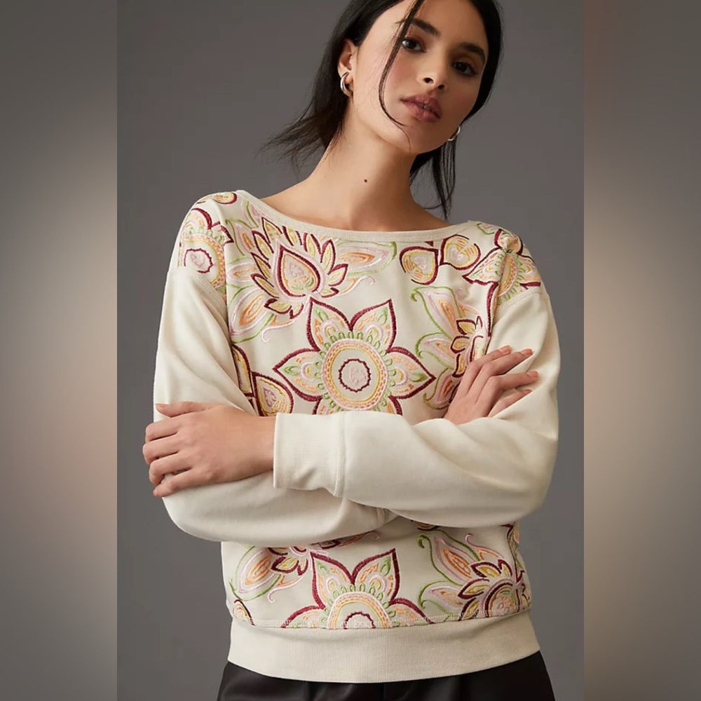 Anthropologie Tiny‎ Helena Embroidered Pullover XXS